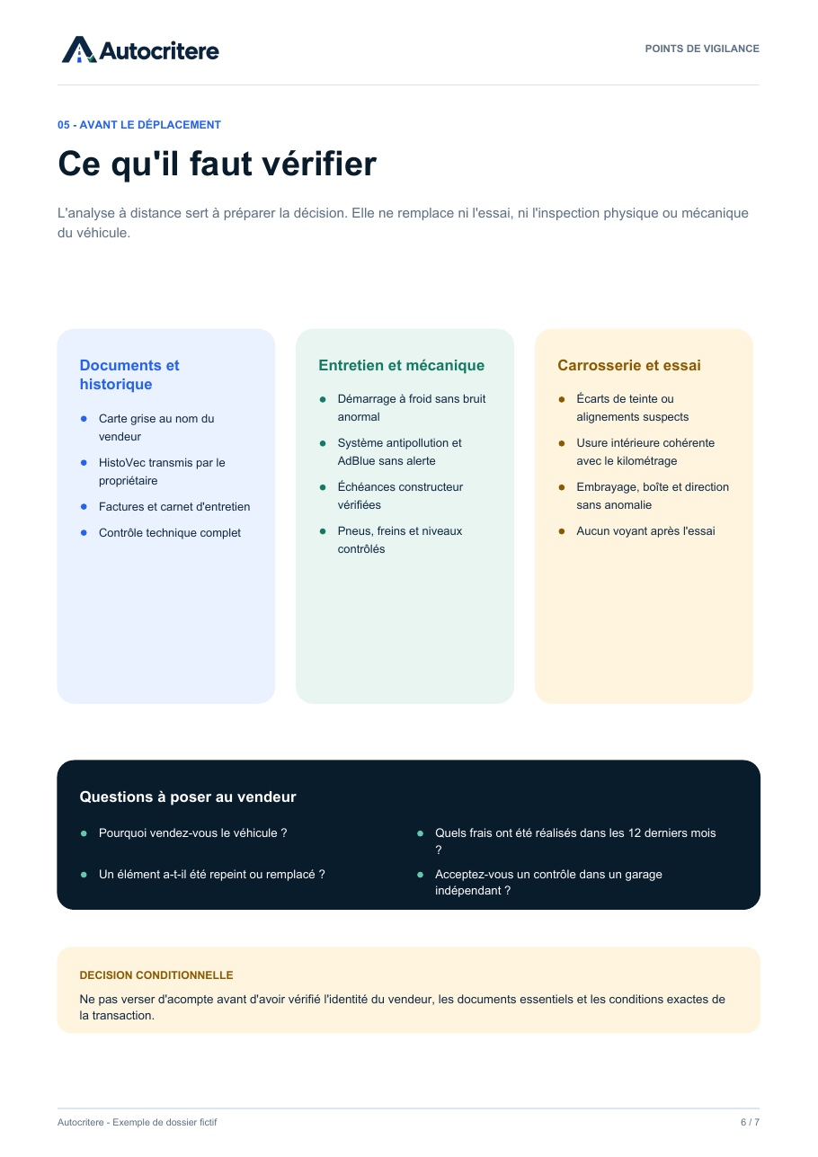 Points de vigilance et vérifications à effectuer dans le dossier Autocritere